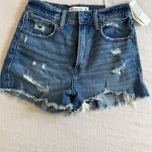 Abercrombie & Fitch Distressed Blue Jean Shorts